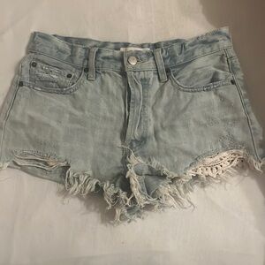 Free People We the Free Distressed Light Wash Jean Shorts
